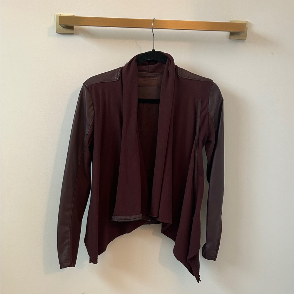 Blank NYC Burgundy Women's Blazer Leather Zipper XS
